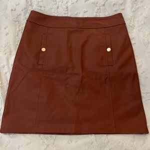 LOFT Faux Leather Mini Skirt, Brown, Size 6